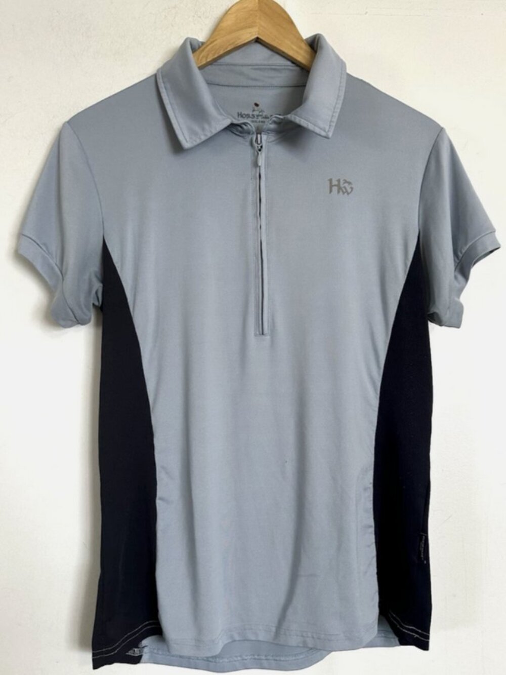 HORSEWARE Short Sleeve Schooling Top Large Grey Black Equestrian Horse Shirt
